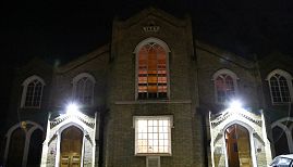 Church building at night